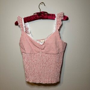Passport Pink Gingham Smocked Crop Top